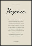 Presence Word of Intention Framed print 70x100 cm / 28x40″ Black frame Linen paper