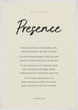 Presence Word of Intention Framed print 70x100 cm / 28x40″ White frame Linen paper