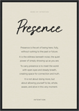 Presence Word of Intention Framed print A2 (42 x 59.4 cm) Black frame Linen paper