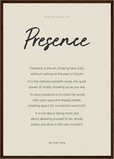 Presence Word of Intention Framed print A2 (42 x 59.4 cm) Dark wood frame Linen paper