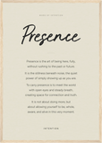 Presence Word of Intention Framed print A2 (42 x 59.4 cm) Wood frame Linen paper