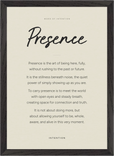 Presence Word of Intention Framed print A3 (29.7 x 42 cm) Black frame Linen paper