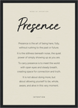 Presence Word of Intention Framed print A3 (29.7 x 42 cm) Black frame Linen paper
