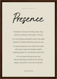Presence Word of Intention Framed print A3 (29.7 x 42 cm) Dark wood frame Linen paper