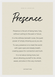 Presence Word of Intention Framed print A3 (29.7 x 42 cm) White frame Linen paper