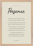 Presence Word of Intention Framed print A3 (29.7 x 42 cm) Wood frame Linen paper