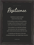 Resilience Word of Intention Framed print 21x29.7 cm / 8x12" Black frame Carbon paper