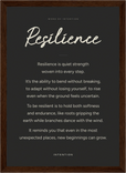 Resilience Word of Intention Framed print 21x29.7 cm / 8x12" Dark wood frame Carbon paper