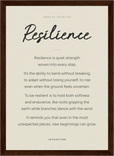 Resilience Word of Intention Framed print 21x29.7 cm / 8x12" Dark wood frame Linen paper