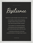 Resilience Word of Intention Framed print 30x40 cm / 12x16″ White frame Carbon paper