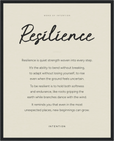 Resilience Word of Intention Framed print 40x50 cm / 16x20″ Black frame Linen paper