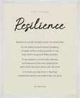 Resilience Word of Intention Framed print 40x50 cm / 16x20″ White frame Linen paper