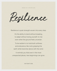 Resilience Word of Intention Framed print 40x50 cm / 16x20″ White frame Linen paper