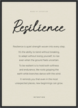 Resilience Word of Intention Framed print 50x70 cm / 20x28″ Black frame Linen paper