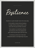 Resilience Word of Intention Framed print 50x70 cm / 20x28″ White frame Carbon paper