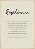 Resilience Word of Intention Framed print 50x70 cm / 20x28″ Wood frame Linen paper
