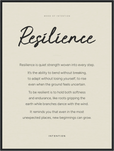 Resilience Word of Intention Framed print 60x80 cm / 24x32″ Black frame Linen paper