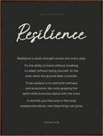 Resilience Word of Intention Framed print 60x80 cm / 24x32″ Dark wood frame Carbon paper