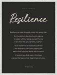 Resilience Word of Intention Framed print 60x80 cm / 24x32″ White frame Carbon paper