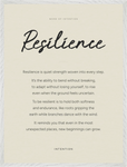 Resilience Word of Intention Framed print 60x80 cm / 24x32″ White frame Linen paper