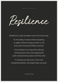 Resilience Word of Intention Framed print 70x100 cm / 28x40″ White frame Carbon paper