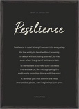Resilience Word of Intention Framed print A2 (42 x 59.4 cm) Black frame Carbon paper