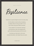 Resilience Word of Intention Framed print A2 (42 x 59.4 cm) Black frame Linen paper