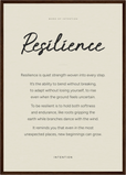 Resilience Word of Intention Framed print A2 (42 x 59.4 cm) Dark wood frame Linen paper
