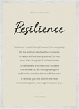 Resilience Word of Intention Framed print A2 (42 x 59.4 cm) White frame Linen paper