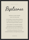Resilience Word of Intention Framed print A3 (29.7 x 42 cm) Black frame Linen paper