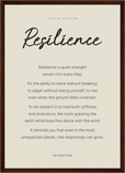 Resilience Word of Intention Framed print A3 (29.7 x 42 cm) Dark wood frame Linen paper