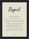Respect Word of Intention Framed print 13x18 cm / 5x7″ Black frame Linen paper