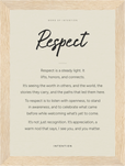 Respect Word of Intention Framed print 13x18 cm / 5x7″ Wood frame Linen paper