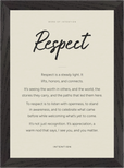 Respect Word of Intention Framed print 21x29.7 cm / 8x12" Black frame Linen paper