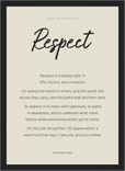 Respect Word of Intention Framed print 21x29.7 cm / 8x12" Black frame Linen paper