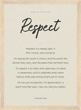 Respect Word of Intention Framed print 21x29.7 cm / 8x12" Wood frame Linen paper
