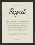 Respect Word of Intention Framed print 30x40 cm / 12x16″ Black frame Linen paper