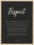 Respect Word of Intention Framed print 30x40 cm / 12x16″ Wood frame Carbon paper