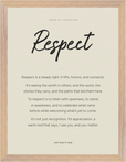 Respect Word of Intention Framed print 30x40 cm / 12x16″ Wood frame Linen paper