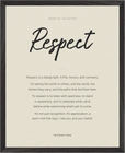 Respect Word of Intention Framed print 40x50 cm / 16x20″ Black frame Linen paper