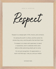 Respect Word of Intention Framed print 40x50 cm / 16x20″ Wood frame Linen paper