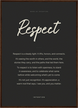 Respect Word of Intention Framed print 50x70 cm / 20x28″ Dark wood frame Carbon paper