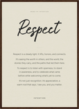 Respect Word of Intention Framed print 50x70 cm / 20x28″ Dark wood frame Linen paper
