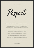Respect Word of Intention Framed print 70x100 cm / 28x40″ Black frame Linen paper