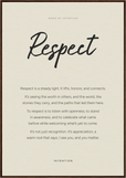 Respect Word of Intention Framed print 70x100 cm / 28x40″ Dark wood frame Linen paper