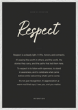Respect Word of Intention Framed print 70x100 cm / 28x40″ White frame Carbon paper
