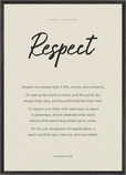 Respect Word of Intention Framed print A1 (59.4 x 84.1 cm) Black frame Linen paper