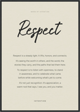 Respect Word of Intention Framed print A1 (59.4 x 84.1 cm) Black frame Linen paper