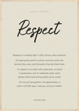 Respect Word of Intention Framed print A1 (59.4 x 84.1 cm) Wood frame Linen paper