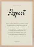 Respect Word of Intention Framed print A2 (42 x 59.4 cm) Wood frame Linen paper